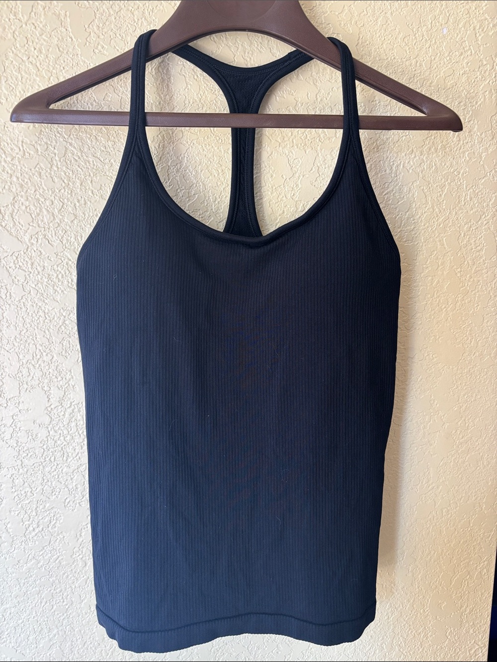 Athleta Black Racerback Ribbed Tank Top with shelf bra